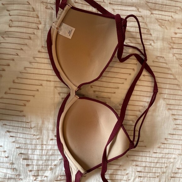 Shade & Shore Women's Maroon Underwire Padded Bikini Top, 38DD new without tags - Picture 4 of 4